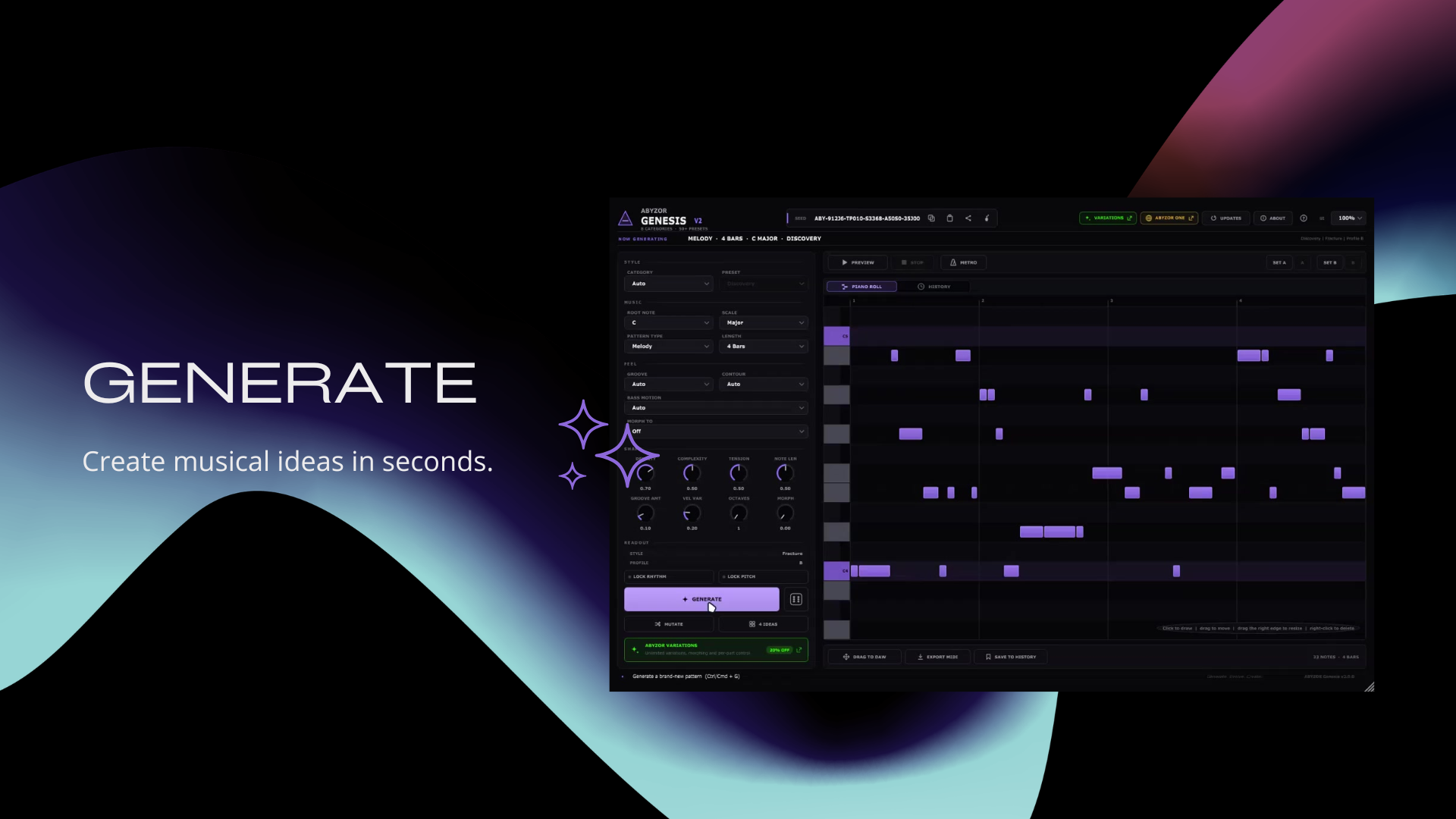 ABYZOR Genesis generating a musical idea