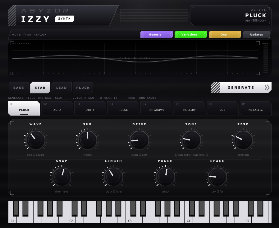 IZZY Synth plugin interface