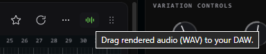 Dragging WAV audio from Variations into a DAW