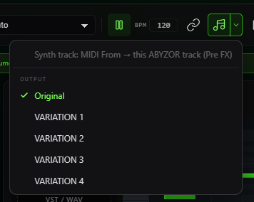 MIDI routing controls in ABYZOR Variations