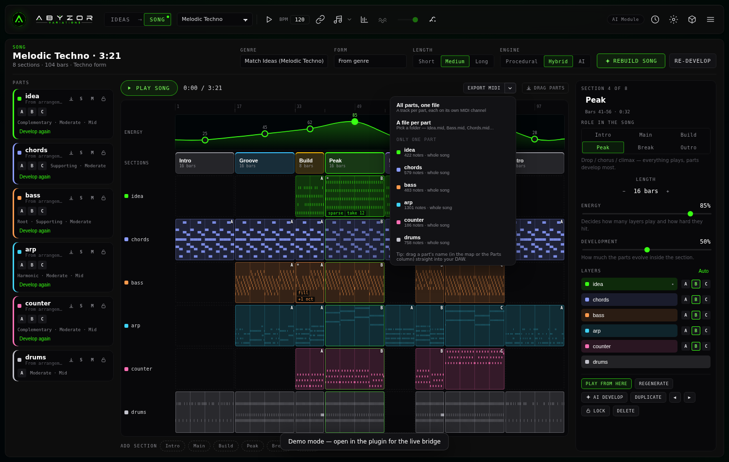 Coming soon preview of SONG full arrangement mode in ABYZOR Variations