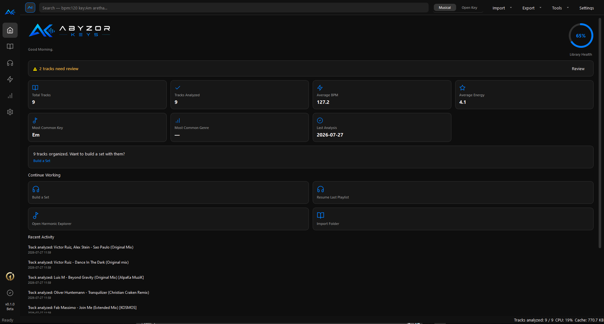 ABYZOR Keys — full application shell